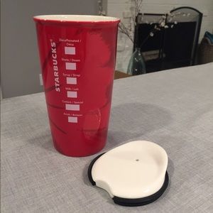 STARBUCKS holiday ceramic tumbler. Red & white